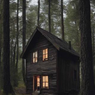 Dark cabin wallpaper
