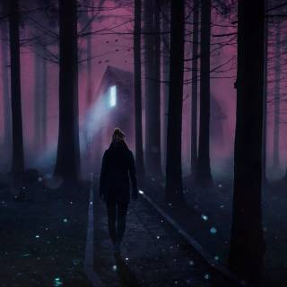 Dark cabin wallpaper