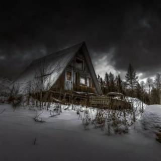 Dark cabin wallpaper