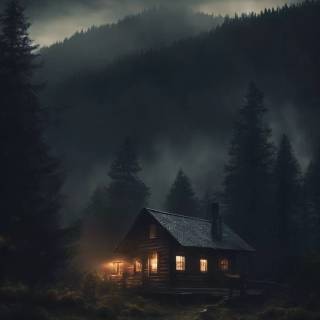 Dark cabin wallpaper