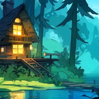 Dark cabin wallpaper