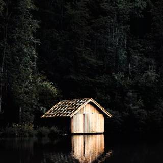 Dark cabin wallpaper