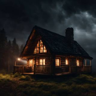 Dark cabin wallpaper