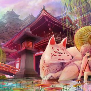 Anime fox spring wallpaper