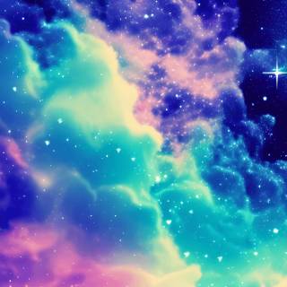 Galaxy and clouds wallpaper