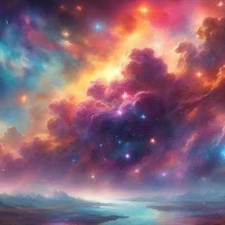 Galaxy and clouds wallpaper