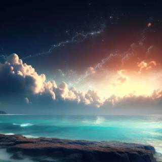 Galaxy and clouds wallpaper
