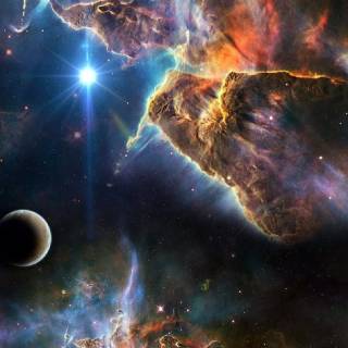 Galaxy and clouds wallpaper