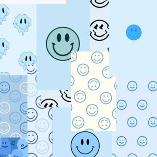 Preppy Smiley face blue wallpaper
