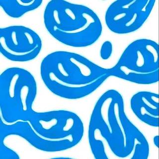 Preppy Smiley face blue wallpaper