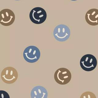Preppy Smiley face blue wallpaper