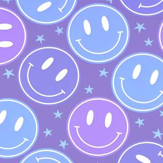 Preppy Smiley face blue wallpaper
