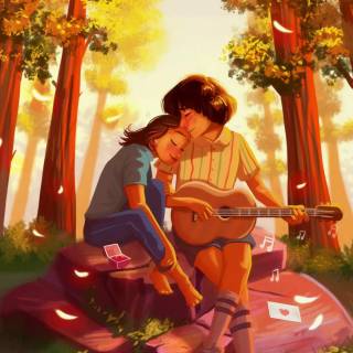 Guitar couple wallpaper