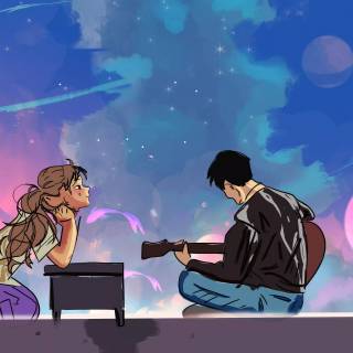 Guitar couple wallpaper