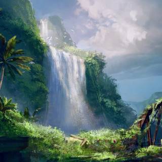 Jungle waterfall wallpaper