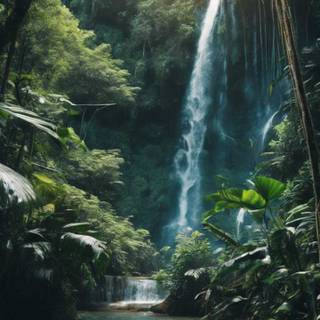 Jungle waterfall wallpaper