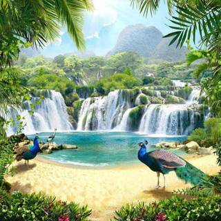 Jungle waterfall wallpaper