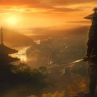 Samurai sunset wallpaper