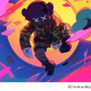 Blue and pink Kaws wallpaper