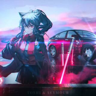 Anime car PC wallpaper