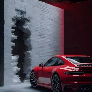 Red Porsche phone wallpaper