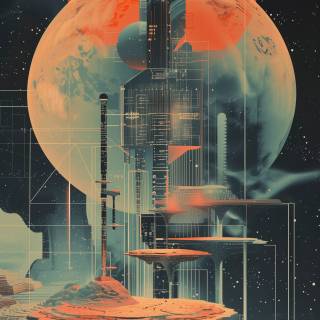 Retro futurism phone wallpaper
