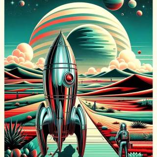 Retro futurism phone wallpaper
