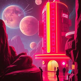 Retro futurism phone wallpaper