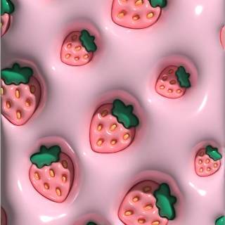 Cute pink strawberry Kawaii wallpaper