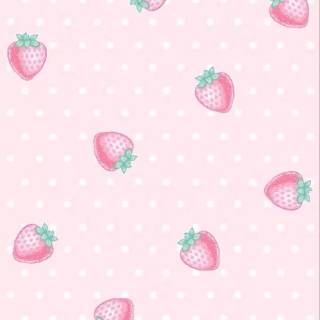 Cute pink strawberry Kawaii wallpaper