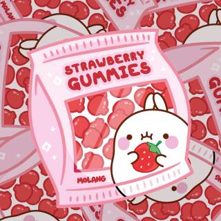 Cute pink strawberry Kawaii wallpaper