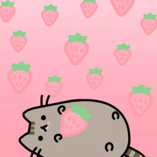 Cute pink strawberry Kawaii wallpaper