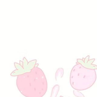 Cute pink strawberry Kawaii wallpaper