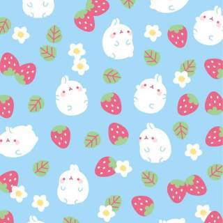 Cute pink strawberry Kawaii wallpaper