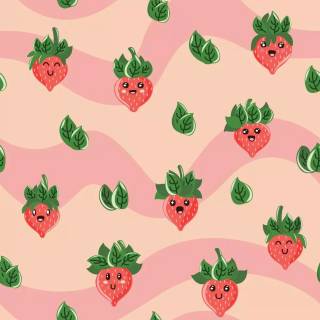 Cute pink strawberry Kawaii wallpaper