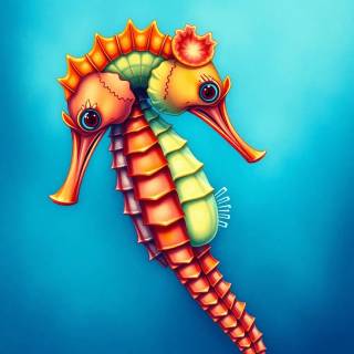Seahorse drawing wallpaper