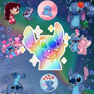 Funny Stitch collage wallpaper