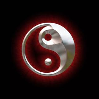 Black and red Yin Yang wallpaper