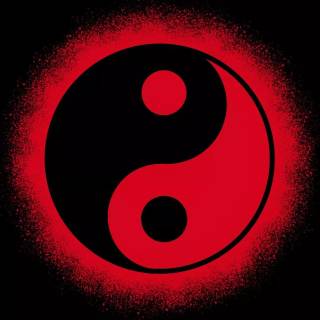Black and red Yin Yang wallpaper