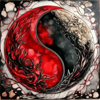 Black and red Yin Yang wallpaper