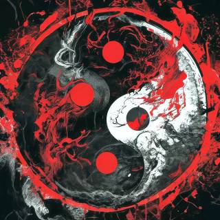 Black and red Yin Yang wallpaper