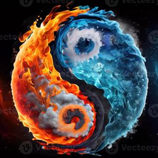Black and red Yin Yang wallpaper