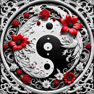 Black and red Yin Yang wallpaper