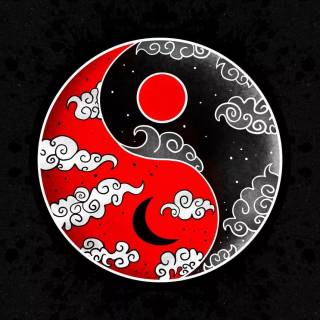 Black and red Yin Yang wallpaper