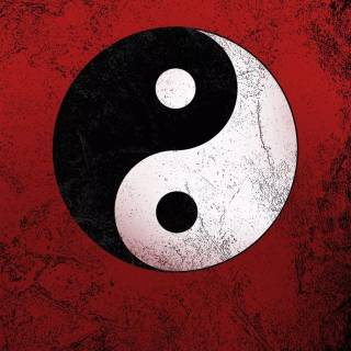 Black and red Yin Yang wallpaper