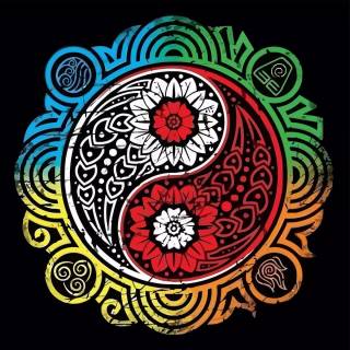 Black and red Yin Yang wallpaper