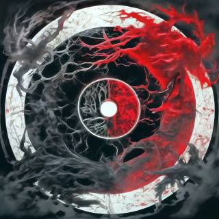 Black and red Yin Yang wallpaper