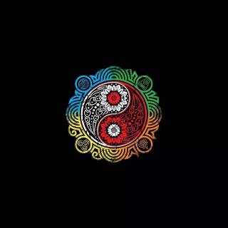 Black and red Yin Yang wallpaper