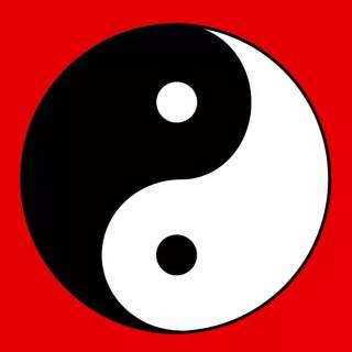 Black and red Yin Yang wallpaper