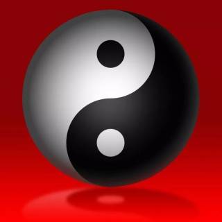 Black and red Yin Yang wallpaper